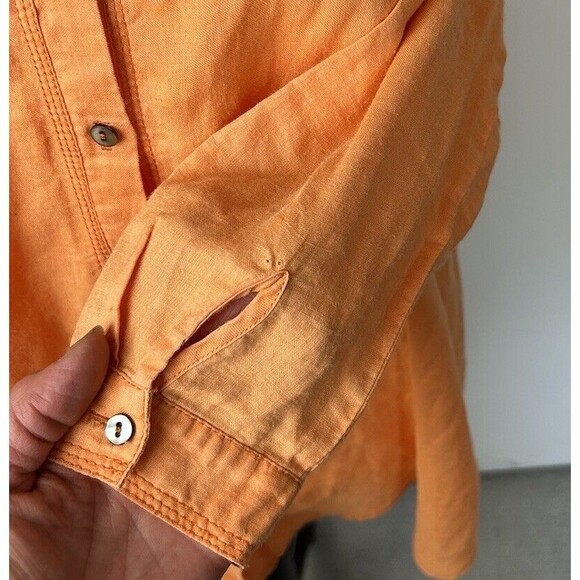 Issi Mixmind Hooded Button Front Shirt Women’s Embroidered Linen? Sz M? Pocket - Picture 8 of 9